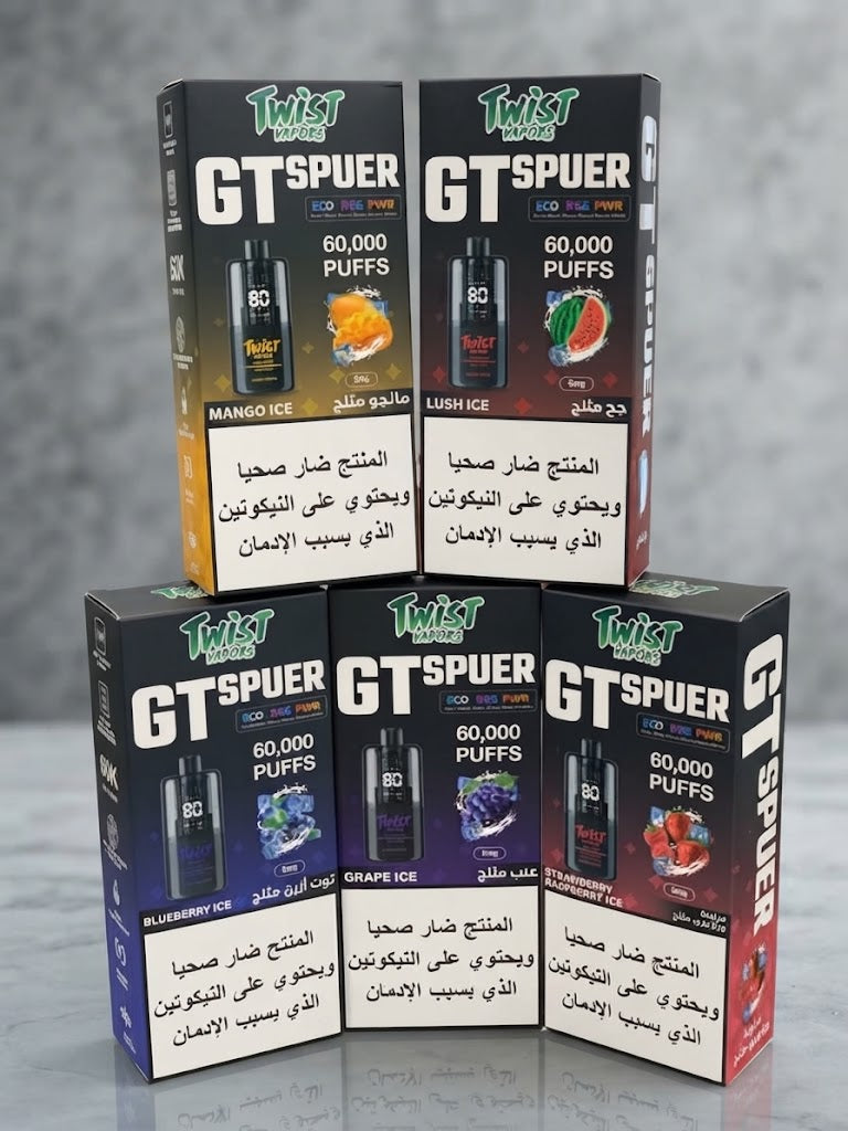Twist Vapors GT Spuer Disposable Vape - Strawberry Raspberry Ice (60,000 Puffs)