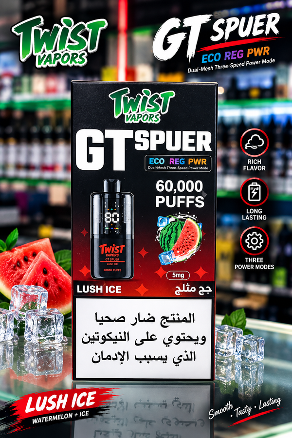 Twist Vapors GT Spuer Disposable Vape - Lush Ice (60,000 Puffs)