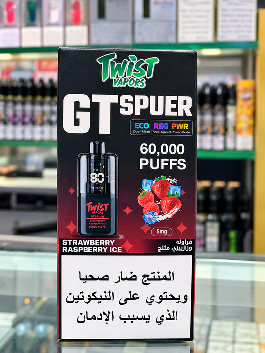 Twist Vapors GT Spuer Disposable Vape - Strawberry Raspberry Ice (60,000 Puffs)